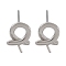 Brass Stud Earring Findings, with 925 Sterling Silver Pin, Ring, Platinum, 11x8.5mm, Pin: 11.5x0.7mm & 2.7x0.8mm