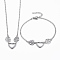 Tarnish Resistant 304 Stainless Steel Jewelry Sets, Pendant Necklaces & Link Bracelets, with Lobster Claw Clasps, Faceted, Heart, Stainless Steel Color, 18.1 inch(46cm), 7-7/8 inch(200mm)