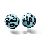 Printed Opaque Acrylic Beads, Round with Leopard Print Pattern, Blue, 15.5mm, Hole: 2mm