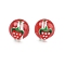 Transparent Glass Enamel Beads, Hand Drawn Beads, Round with Strawberry, Orange Red, 12.5mm, Hole: 1.8mm