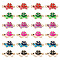 24Pcs 6 Colors Alloy Enamel Connector Charms, Tortoise Links with Crystal Rhinestone, Light Gold, Cadmium Free & Nickel Free & Lead Free, Mixed Color, 23x12x3mm, Hole: 1.5mm, 4pcs/color