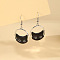 Zinc Alloy Dangle Earrings, Ring with Cat Shape, Platinum, 45x25mm