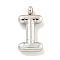 Non-Tarnish 304 Stainless Steel Pendants, Letter Charm, Stainless Steel Color, Letter I, 24.5x12.5x5.5mm, Hole: 3mm