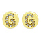 Brass Micro Pave Clear Cubic Zirconia Beads, Flat Round with Letter, Letter.G, 7.5x6.5mm, Hole: 3.5mm, 3pcs/bag