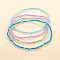 4Pcs 4 Colors Luminous Rondelle Plastic Seed Beaded Stretch Anklets Sets, Mixed Color, 9-7/8 inch(250mm), 1pc/color