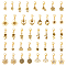 40Pcs 20 Styles Flower Alloy Pendant Decorations, with Alloy Lobster Claw Clasps, Antique Golden & Golden, 25~31mm, 2pcs/style