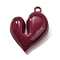 Acrylic Pendants, Heart-shaped, with Loop, Dark Red, 42.5x34.5x11.5mm, Hole: 3.5mm