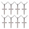 8Pcs Stainless Steel Pendants Necklaces, Cable Chains, Corss, Stainless Steel Color, 17.83 inch(45.3cm)