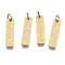 316 Surgical Stainless Steel Pendants, with Jump Rings, Rectangle, Real 14K Gold Plated, 16x4x1mm, Hole: 2.5mm, Jump Ring: 4x0.5mm, 2.5mm inner diameter