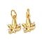 Brass Micro Pave Clear Cubic Zirconia Charms, Leaf Charms, with Jump Ring, Long-Lasting Plated, Cadmium Free & Lead Free, Rack Plating, Real 18K Gold Plated, 12x8x2mm, Hole: 3mm