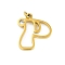 304 Stainless Steel Pendants, with Cubic Zirconia, Letter Charms with Jump Rings, Real 18K Gold Plated, Letter P, 19.5x17x2mm, Hole: 3mm
