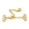Rack Plating Brass Micro Pave Cubic Zirconia Chain Extender, Necklace Layering Clasps, with 3-Strand 6-Hole Cord Ends and Lobster Claw Clasp, Long-Lasting Plated, Cadmium Free & Lead Free, Real 18K Gold Plated, 63mm, Hole: 1.2mm