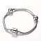 Tarnish Resistant 304 Stainless Steel European Style Round Snake Chains Bracelet Making, with European Clasps, Stainless Steel Color, 7-1/8 inch(18cm), 3mm