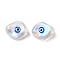 Transparent Glass Beads, with Enamel, Horse Eye with Evil Eye Pattern, Blue, 20x16x9.5mm, Hole: 1.4mm
