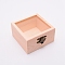 Square Unfinished Wooden Box, with Hinged Lid and Front Clasp, Clear Glass Window, BurlyWood, 9x8.5x4.8cm