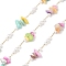 Handmade Natural Shell & ABS Imitation Beaded Chains, with 316 Surgical Stainless Steel Chains, Ion Plating(IP), Unwelded, with Spool, Real 18K Gold Plated, Colorful, Link: 12~15x8.5~11x6~7mm and 11x4mm