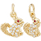 12Pcs Brass Micro Pave Cubic Zirconia Charms, with Jump Ring, Squirrel Charms, Real 18K Gold Plated, 11x10x2.3mm, Hole: 3.2mm