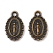 Oval Tibetan Style Alloy Charms, Virgin Mary with Cross & Heart, Cadmium Free & Nickel Free & Lead Free, Antique Bronze, 15x9x1mm, Hole: 1.5mm