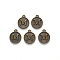 Alloy Pendant Cabochon Settings, For Enamel, Cadmium Free & Lead Free, Flat Round with Letter, Antique Bronze, Letter.M, 14x12x2mm, Hole: 1.5mm