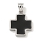 304 Stainless Steel Pendants, with Enamel, Cross Charm, Stainless Steel Color, Black, 22x18x3mm, Hole: 6x4.5mm