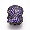 Brass Micro Pave Cubic Zirconia Beads, Cadmium Free & Lead Free, Medium Orchid, Gunmetal, 20x15x9mm, Hole: 1.5mm