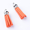 Faux Suede Tassel Pendant Decorations, with CCB Plastic Cord Ends, Platinum, Tomato, 35~37x10mm, Hole: 1.8mm