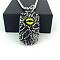 Vintage Stainless Steel Evil Eye Rectangle Pendant Necklaces for Men, Stainless Steel Color