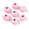 Spray Painted Round Natural Schima Wood Beads, Pearl Pink, 11.8~12.5x11mm, Hole: 2.5~3mm