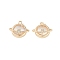 Golden Plated Brass Pendans, with Clear Cubic Zirconia and Glass, Planet Charms, Clear, 15x16.5x6mm, Hole: 1.5mm