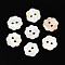 Freshwater Shell Buttons, 2-Hole, Flower, Seashell Color, 12~12.5x12~12.5x1.5~2mm, Hole: 1.8mm
