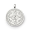 Alloy Pendants, Flat Round Charms, Lead Free & Cadmium Free & Nickel Free, Rack Plating, Platinum, 19x15x2.5mm, Hole: 1.5x1mm