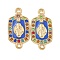Alloy Micro Pave Colorful Cubic Zirconia Saint Connector Charms with Enamel, Golden, Rectangle, 24.5x12.5x2mm, Hole: 1.6mm