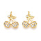 Brass Micro Pave Cubic Zirconia Pendants, Cherry, with Jump Ring, Real 18K Gold Plated, 15.5x15x3mm, Hole: 3mm