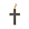 304 Stainless Steel Pendants, with Fiber and Enamel, Cross, Golden, 44x25x2.5mm, Hole: 10mm