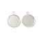 Flat Round Brass Pendant Cabochon Settings, Rack Plating Round Blank Bezel Trays, Long-Lasting Plated, Lead Free & Cadmium Free, 925 Sterling Silver Plated, Tray: 12mm, 17x14x2mm, Hole: 1.5mm