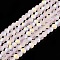 Transparent Glass Beads Strands, Faceted, Frosted, Half AB Color Plated, Rondelle, Pink, 2.3~2.7x2mm, Hole: 0.4mm, about 135~140pcs/strand, 26~27cm