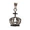 304 Stainless Steel Enamel Pendants, Crown with Cross Charm, Stainless Steel Color, 26x17.5mm, Hole: 9x5mm