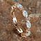 Alloy Finger Rings, with Brass Micro Pave Cubic Zirconia and Opal Finding, Oval, US Size 8(18.1mm)