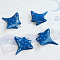 Handmade Porcelain Pendants, Fish/Manta Ray Charms, Marine Blue, 40x36x11mm, Hole: 3x2.5mm