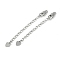 Brass Ends with Chains, Heart, Platinum, 70mm, Hole: 2.5mm