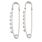 304 Stainless Steel Safety Pins Brooch Findings, Kilt Pins with 6 Loops for Lapel Pin Making, Stainless Steel Color, 75x20.5x5.5mm, Hole: 2mm