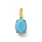 Ion Plating(IP) 304 Stainless Steel Rhinestone Pendants, Oval Charms, Real 14K Gold Plated, Indicolite AB, 14x6x4.5mm, Hole: 4.5x2.5mm