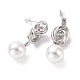 Nodo con orecchini pendenti con perle di plastica EJEW-A072-08P-2