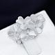 Classic Silver Plated Brass Frosted Flower Finger Rings for Lady RJEW-BB00741-8-3