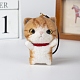 漫画の猫の形をしたニードル フェルト スターター キット (説明書なし)  針と電話ストラップ付き  初心者向けのニードルフェルトキット  ペルー  116x85mm DOLL-PW0005-062C-01-1