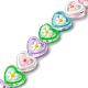 Handgemachte Murano Glas Perlen Stränge, mit Emaille, Herz mit Blume, Mischfarbe, 12x12x7 mm, Bohrung: 1.2 mm, ca. 30 Stk. / Strang, 12.80'' (32.5 cm)