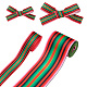 2 rollos 2 estilos de cinta de grosgrain de poliéster impresa con patrón de rayas OCOR-TA0001-37J-2