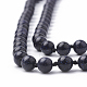 Colliers à plusieurs rangs de perles d'or bleu synthétiques NJEW-S408-02-3