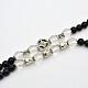 Jade teint naturel ronde perles bracelets wrap triples BJEW-E228-06-3