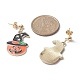 Boucles d'oreilles pendantes en alliage d'émail de citrouille d'Halloween EJEW-JE05248-2